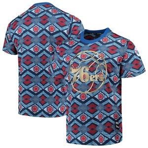 NEW Philadelphia 76’ers Team Kente Print Performance Shirt Size LG